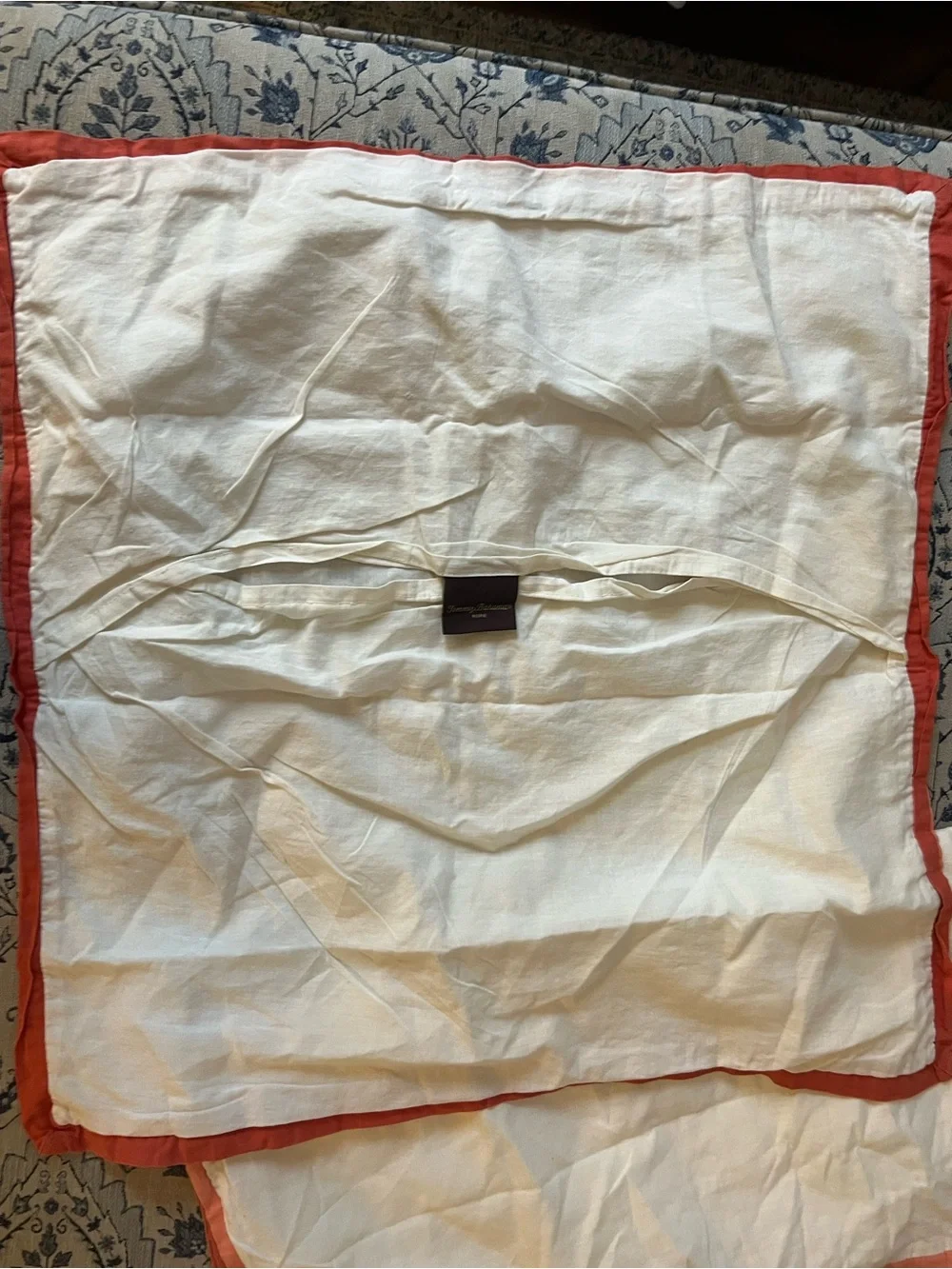 Tommy Bahama European Square Pillow Shams white/coral trim 26